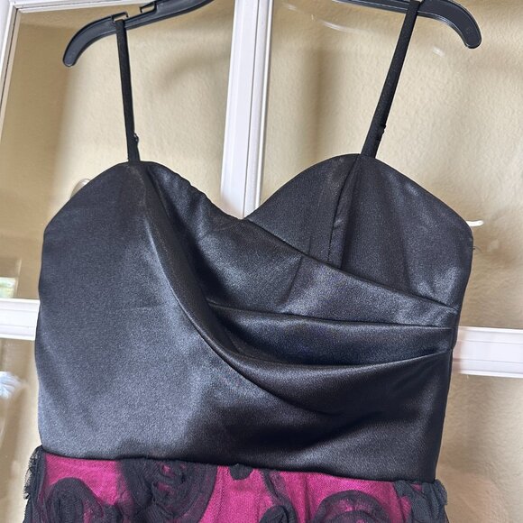 Vintage LOVE TEASE Satin Party Cocktail Dress Size 1 - Picture 5 of 10